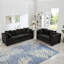 Canapé de salon noir moderne 2 + 3 places, revêtement en velours, accoudoirs carrés, clous argentés, pieds en bois massif à 5 places, accoudoirs avec sièges confortables, housses amovibles, fonction de rangement, ressort-1288107037