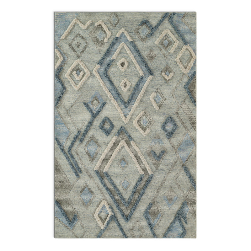 Handmade Moroccan Berber Inspired Blue Wool 5' x 8' Area Rug