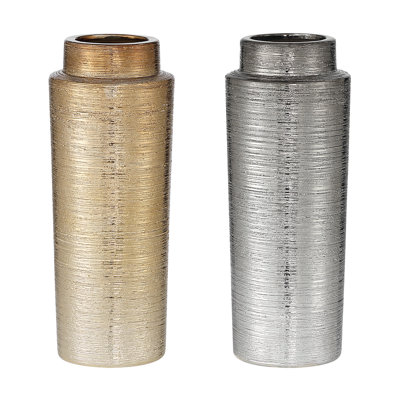 12.9" Two-Tone Gradient Textured Ceramic Vase