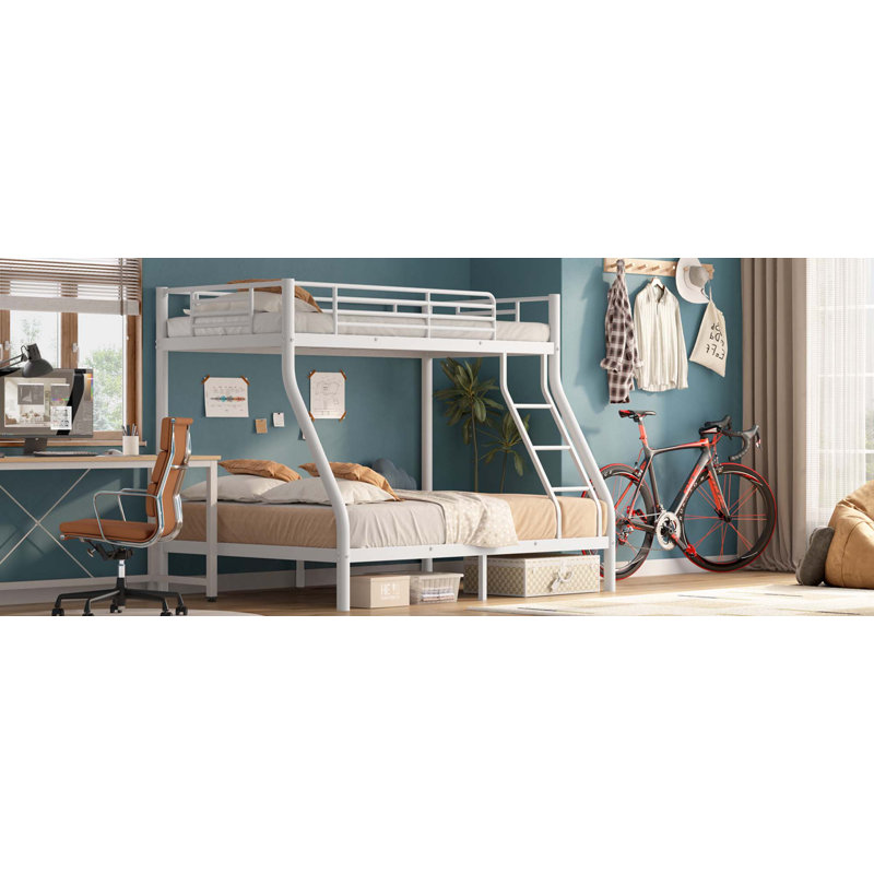 Lit superposé en métal, simple sur un support double pour adultes, adolescents, Blanc