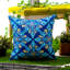 Indoor / Outdoor Waterproof Floral Print Blue Square Throw Pillow Cover
