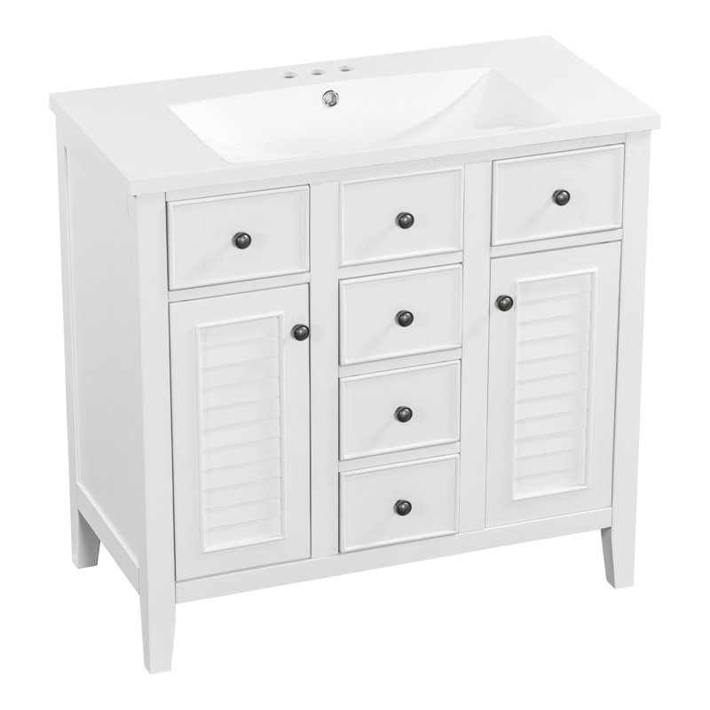 Meuble-lavabo élégant avec rangement spacieux et fabrication durable, Blanc