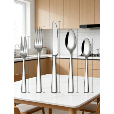 Ensemble de couverts 30 pièces en acier inoxydable pour 6 personnes, ensemble de couverts polis miroir avec couteaux de table, fourchettes, cuillères, fourchettes à salade et cuillères à café, allant au lave-vaisselle pour la maison et le restaurant