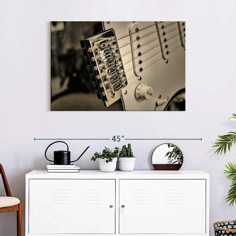 Abarca Timeless Silver Guitar, 24" H x 36" W
