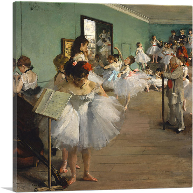 «The Dance Class 1874» par Edgar Degas - peinture sur toile tendue, H 12 po x l 12 po x P 0,75 po