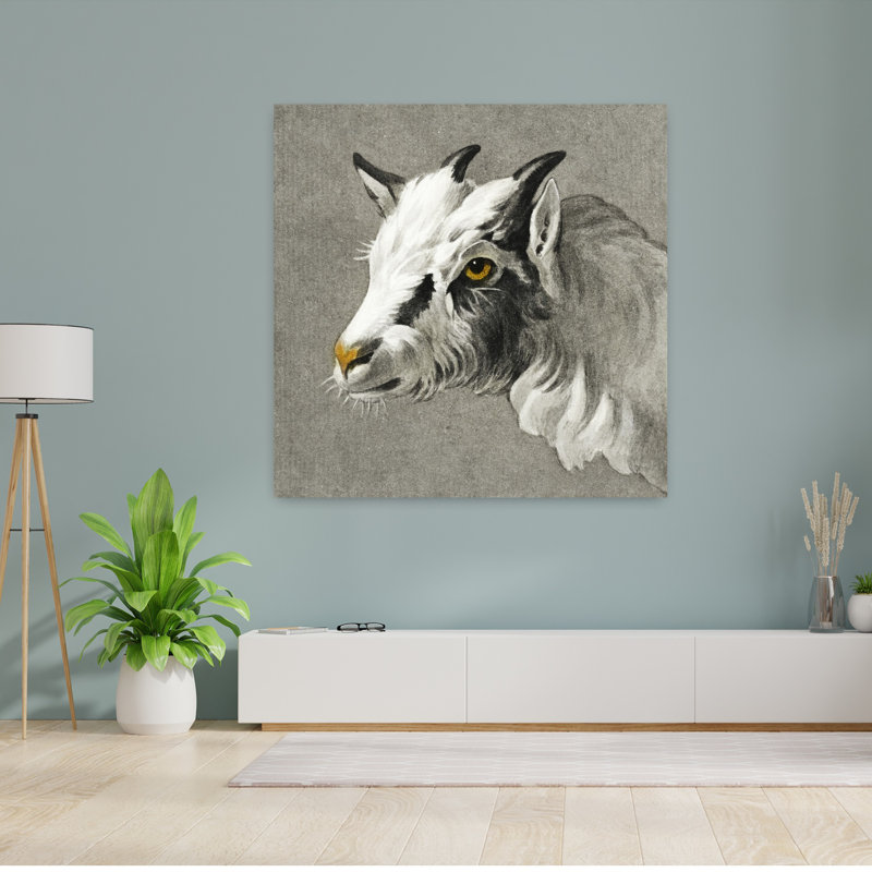 Tête de chèvre, art mural rétro rétro classique, H 48 po x l 48 po