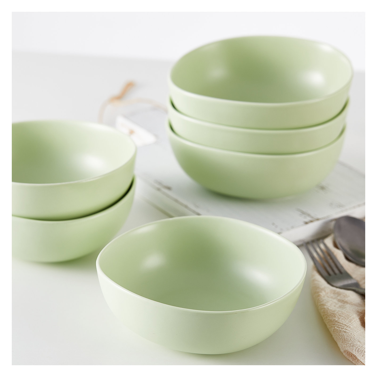 Stone Lain Delilah Bowl Set Porcelain, Lime Green