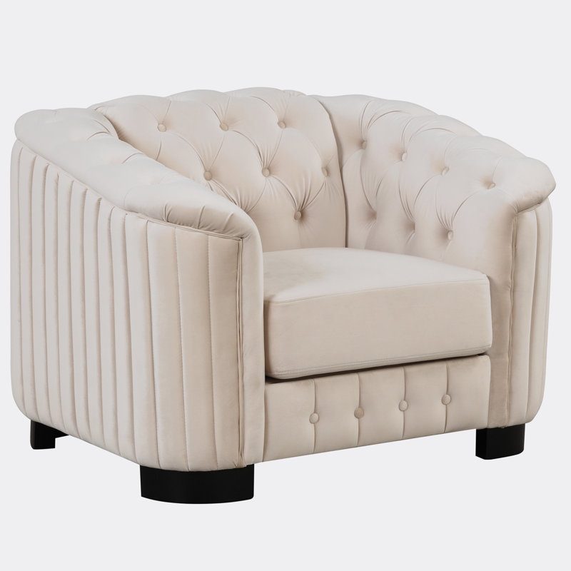 Canapé Embourg, Velours beige, H 30,4 po x l 41,5 po x P 33,8 po, 1