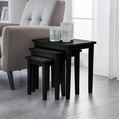 Elvina Solid Wood Top Four Leg Rectangular Nesting Side Tables