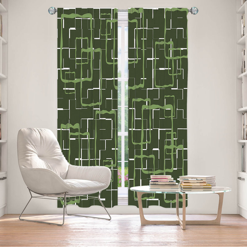 Ensemble de 2 panneaux de rideaux pour fenêtre Berends par Susie Kunzelmanelman - Geometrics, Vert/blanc, L 20 po x L 82 po