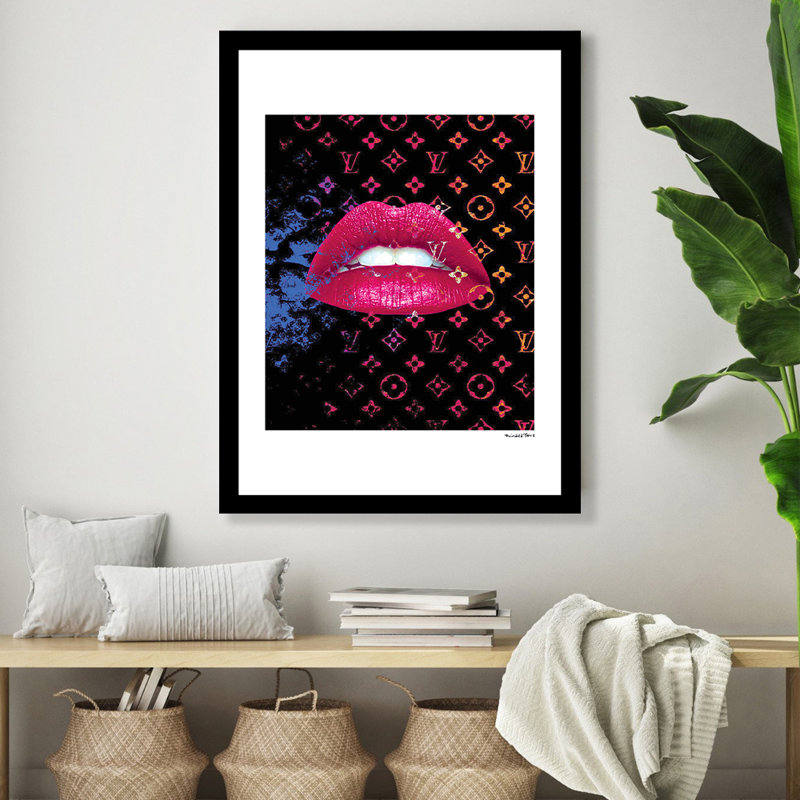 Hot Pink Glam Lips 14x18 Framed Fashion Print