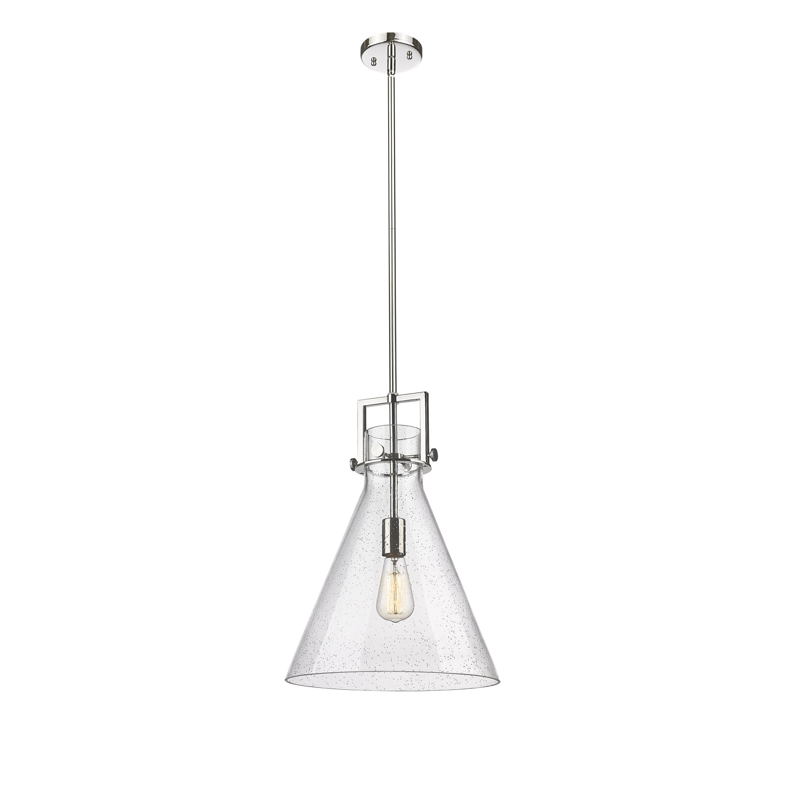 Coterie Single Light Glass Dimmable Pendant, 19.13" H x 14" W x 14" D, Seedy, Polished Nickel