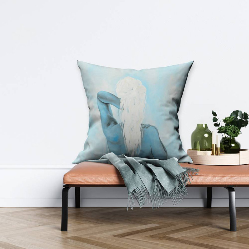 Dreamy woman - 26"x26" Throw pillow cover - Poly twill - Print on demand, Blue