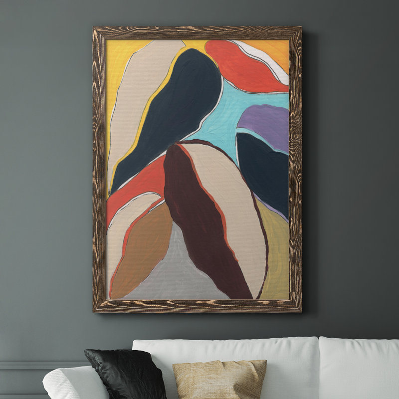 Botanical Revisit I - Peinture sur toile encadrée, H 37,5 po x l 27,5 po x P 1,5 po, Encadré de bois de noyer