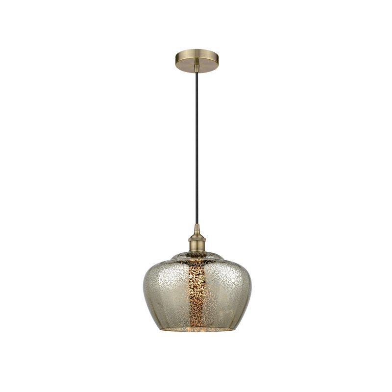 Luminaire suspendu simple à 1 lumière Noille, Laiton antique