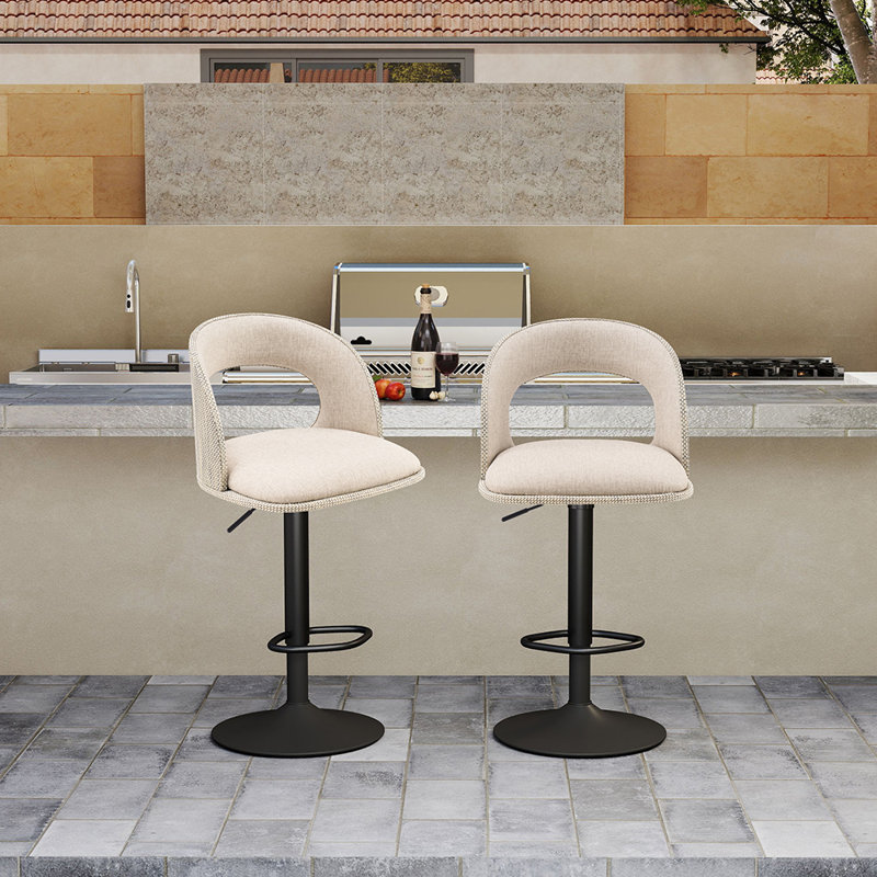 Chaise de bar pivotante pour l'extérieur, Similicuir beige