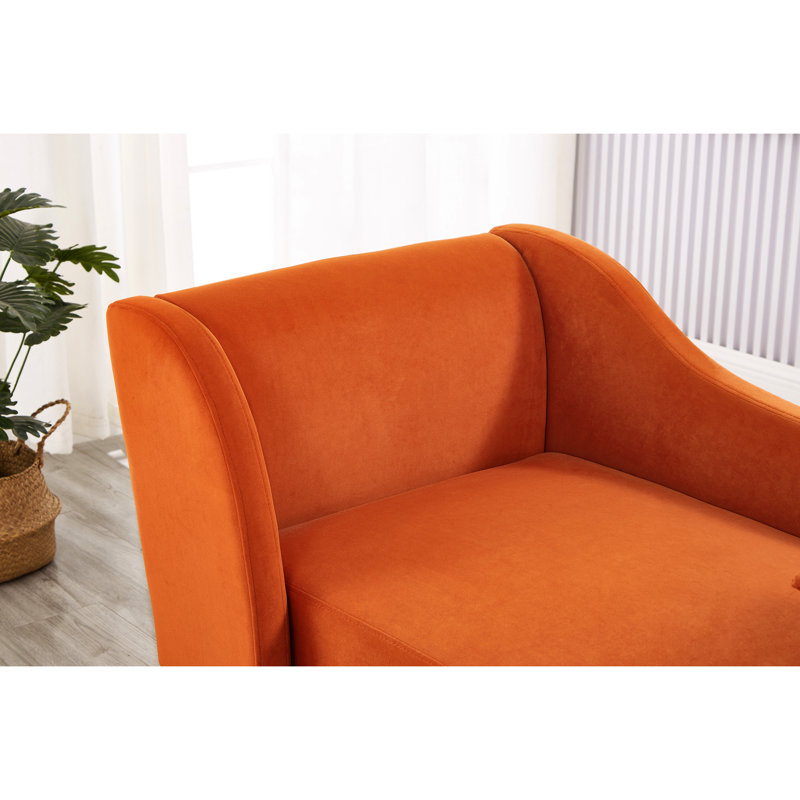 Chaise élégante en velours exquis avec pieds glissants, Orange