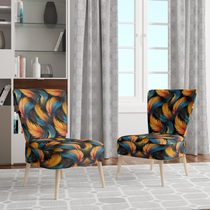 Chaise d'appoint rembourrée à motif floral et motif subtil Subtle Leaves In Minimalisme
