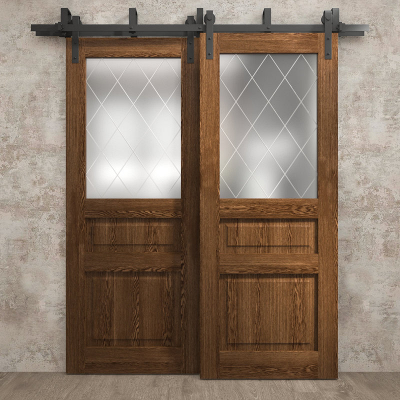 Portes coulissantes de grange coulissantes pour garde-robe | Ego 5011 | Ensemble de quincaillerie Modern Rails | Portes de garde-robe de chambre en bois massif