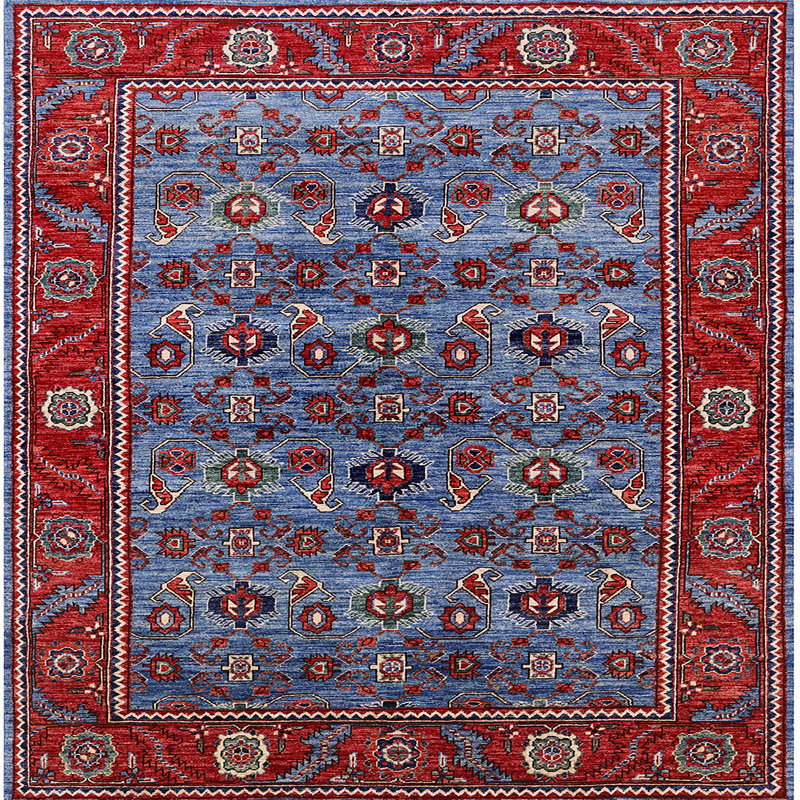 Tapis 100% Mid-Century moderne lavable à la machine 2432, Carré 7 pi