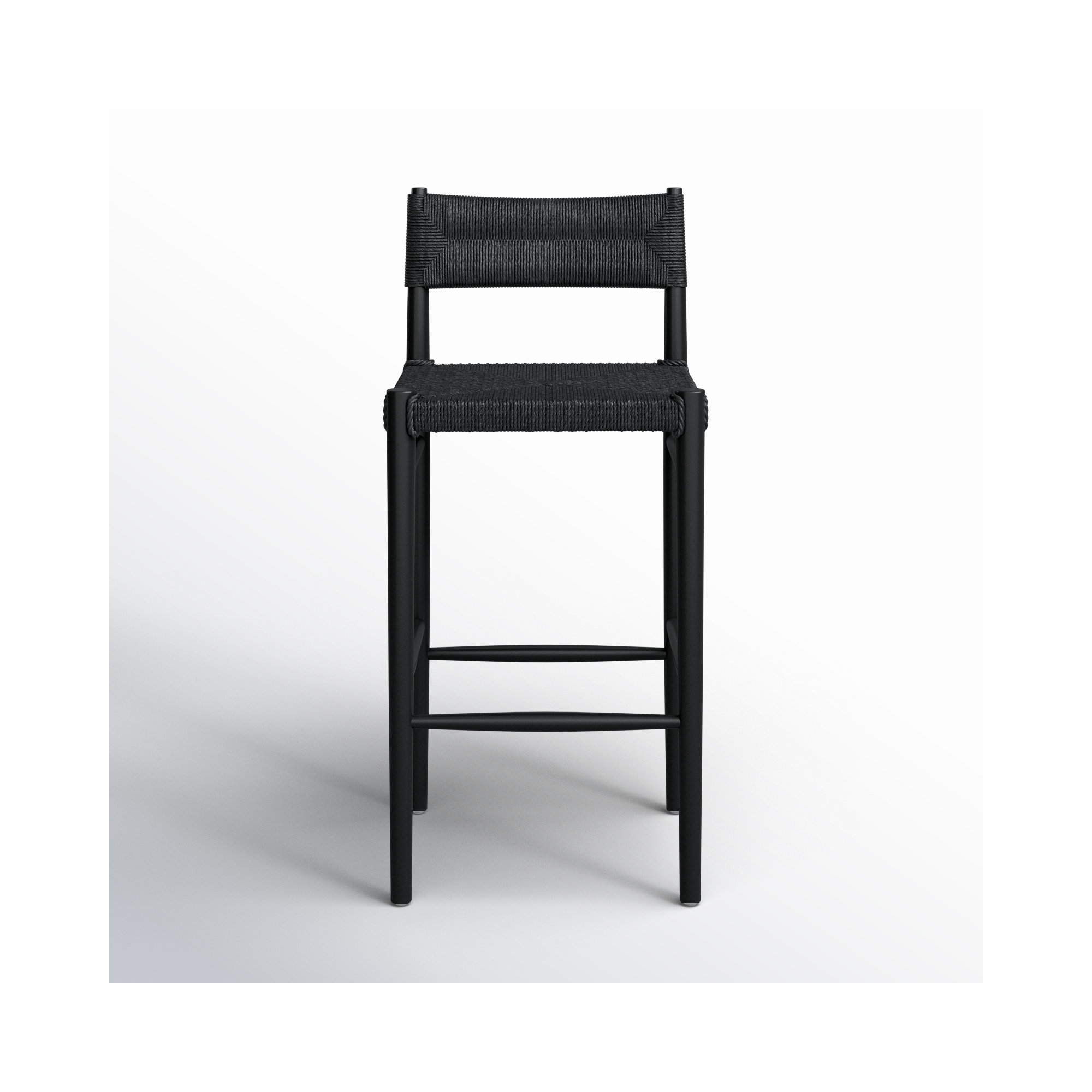 Teak Outdoor Bar Stool, Black, Black, 30"