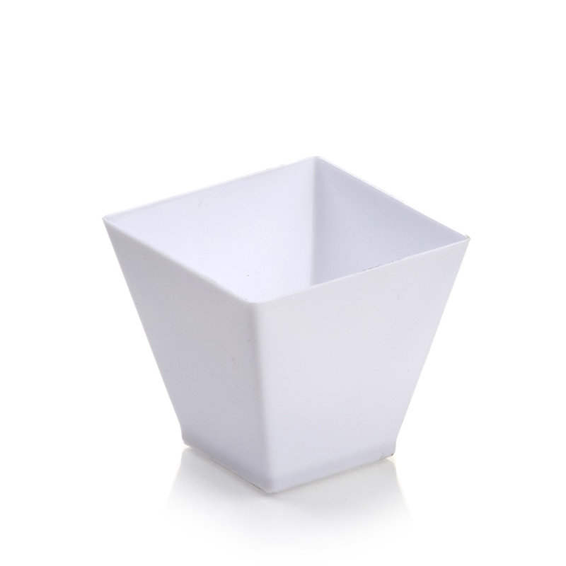 Restaurantware-2 Ounce Mini Kova Cups, 100 Square Small Appetizer Cups - Lids Sold Separately, Heavy-Duty, White Plastic Parfait Cups, Serve Mousse, Puddings, Or Samples, For Weddings Or Parties