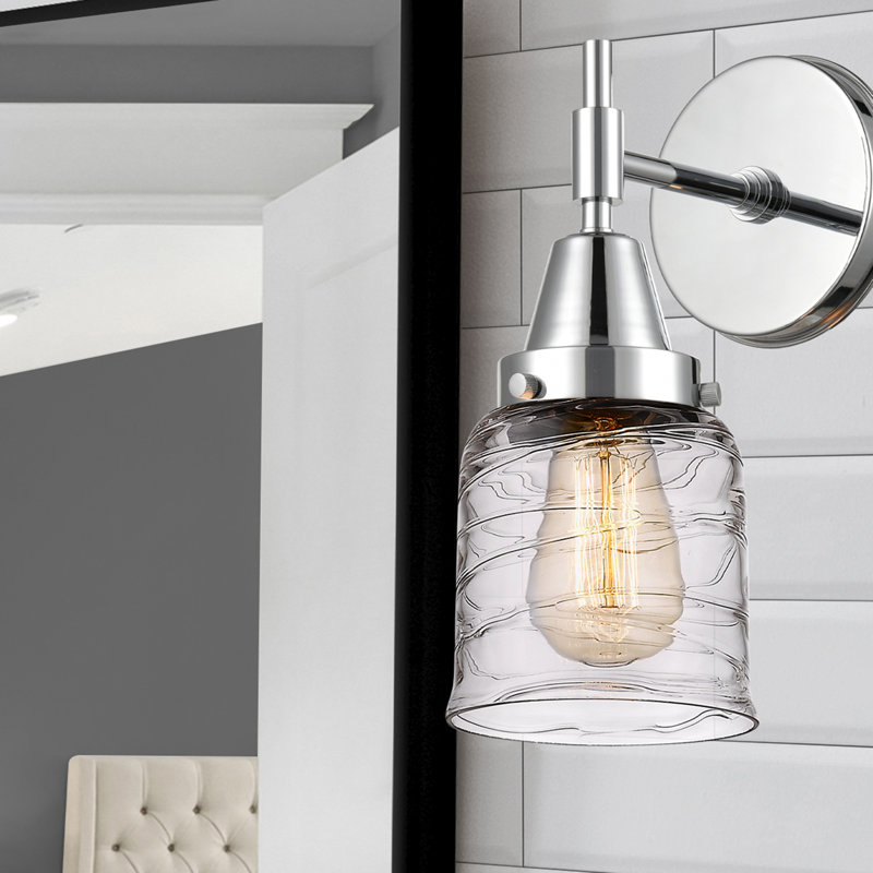 Amede Steel Armed Sconce, Polished Chrome