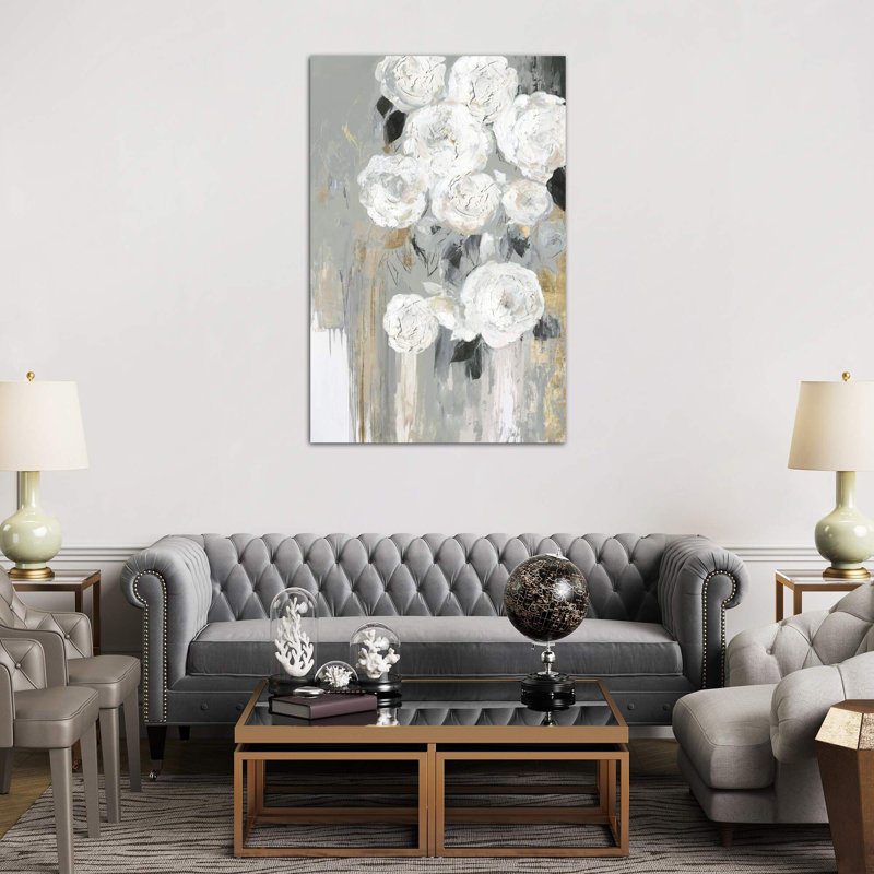 Cascading Grey 1 Piece Painting on Canvas, 66.04 cm H x 45.72 cm W x 1.91 cm D, No Frame