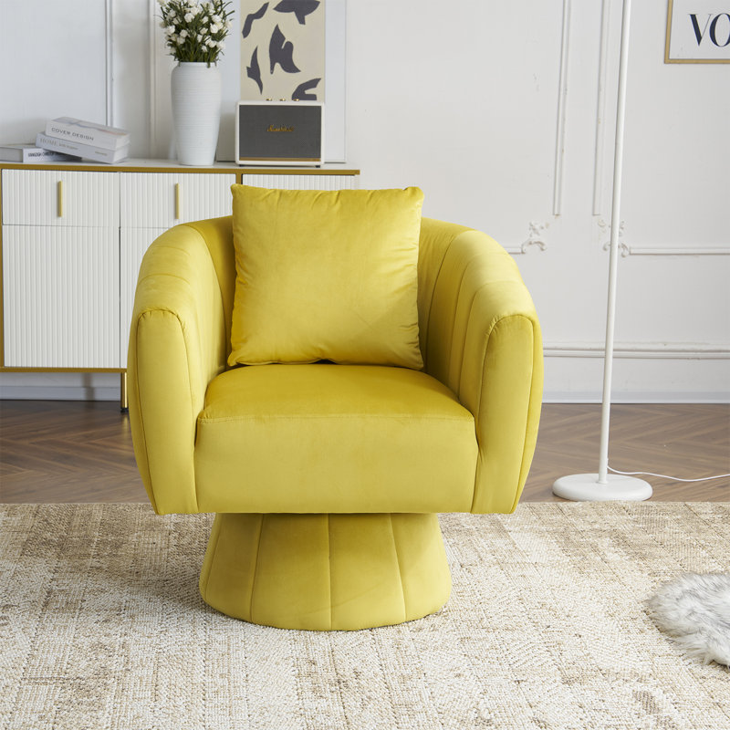 Velvet Swivel Chair, Yellow Velvet
