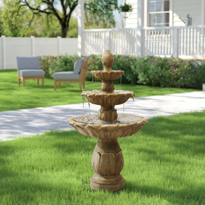 Arnolec Classic Tulip Polystone 3-Tier Outdoor Water Fountain - Garden Stone