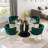 Modern Round Tempered Glass Pedestal Dining Set with Velvet Woven Dininig Chair-900894099-873376904