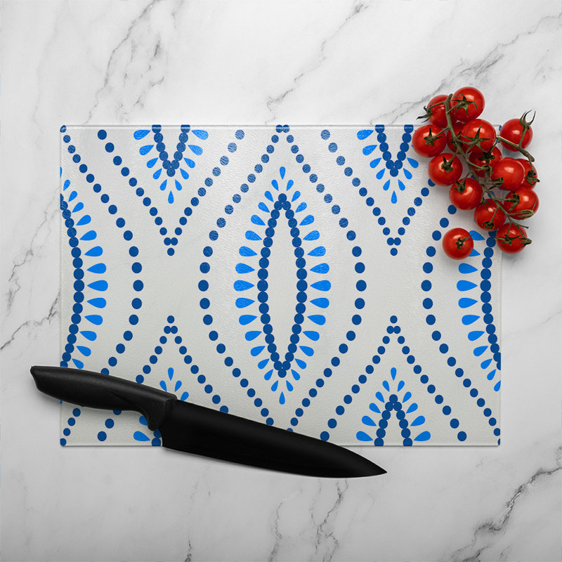 Boho Intricate Ogee Glass Chopping Board, 40cm L x 28cm W