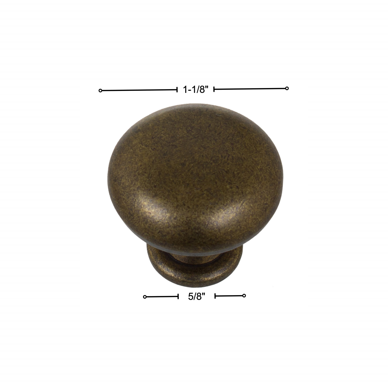 Classic Metal Mushroom Cabinet Knob, Antique Brass