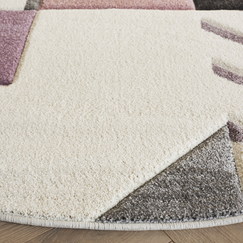 Tapis à motif géométrique Jeromie Performance, Rond 6 pi 7 po