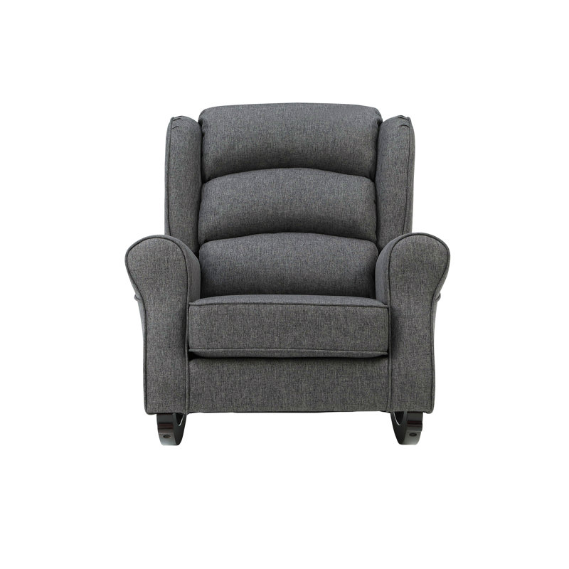 Chaise berçante grise avec accoudoirs évasés