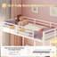 Lit simple superposé au dessus d'un lit double avec bureau, station de charge, lumières à DEL, tiroirs et tablettes de rangement, blanc-564892029-555136152