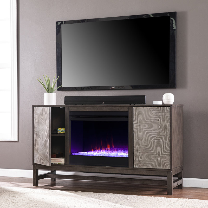 Lucely Lannington Color Changing Fireplace with Media Storage