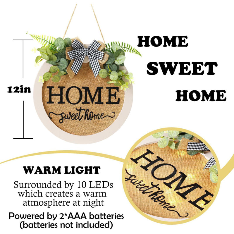 12" F-White Farmhouse Wooden Welcome Sign, Front Door Wreath Hanger Rustic Decor, White