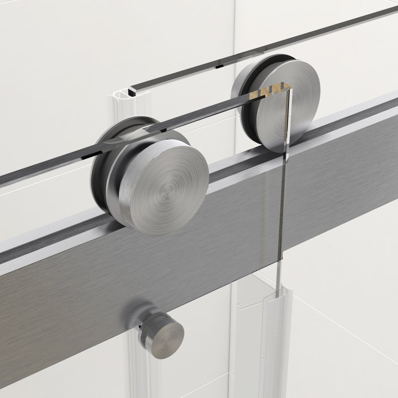 56 à 60 po X P 62 po Porte de baignoire coulissante double H sans cadre, porte de douche Bypass à fermeture douce, nickel brossé GF-24D02-T60BNX