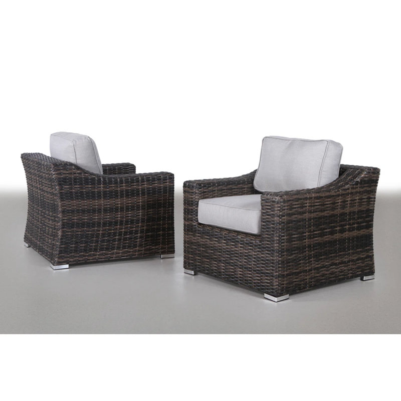 Chaise de patio pivotante d'extérieur avec coussins LSI - Assise entièrement assemblée et confortable, Blanc
