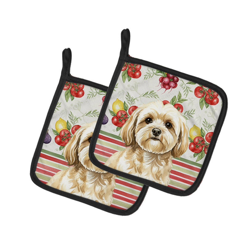 Paire de porte-casseroles crème Lhasa Apso, Crème, crème