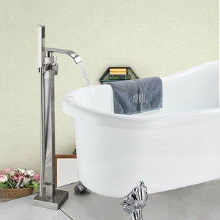 Freestanding Bathtub Faucet Floor Mount Tub Filler Mixer Taps Shower Faucets