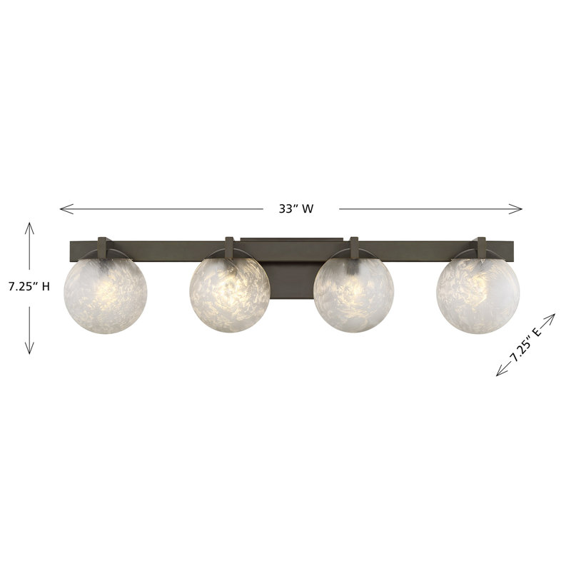 Luminaire pour meuble-lavabo Darien, Bronze, 4 lumières, H 7,25 po x l 33 po x P 5,88 po