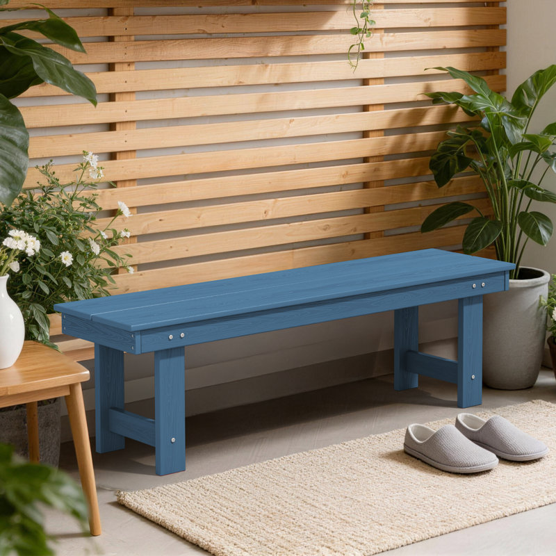 Hasaun Weather Resistant High-Density Polyethylene Picnic Bench, Navy