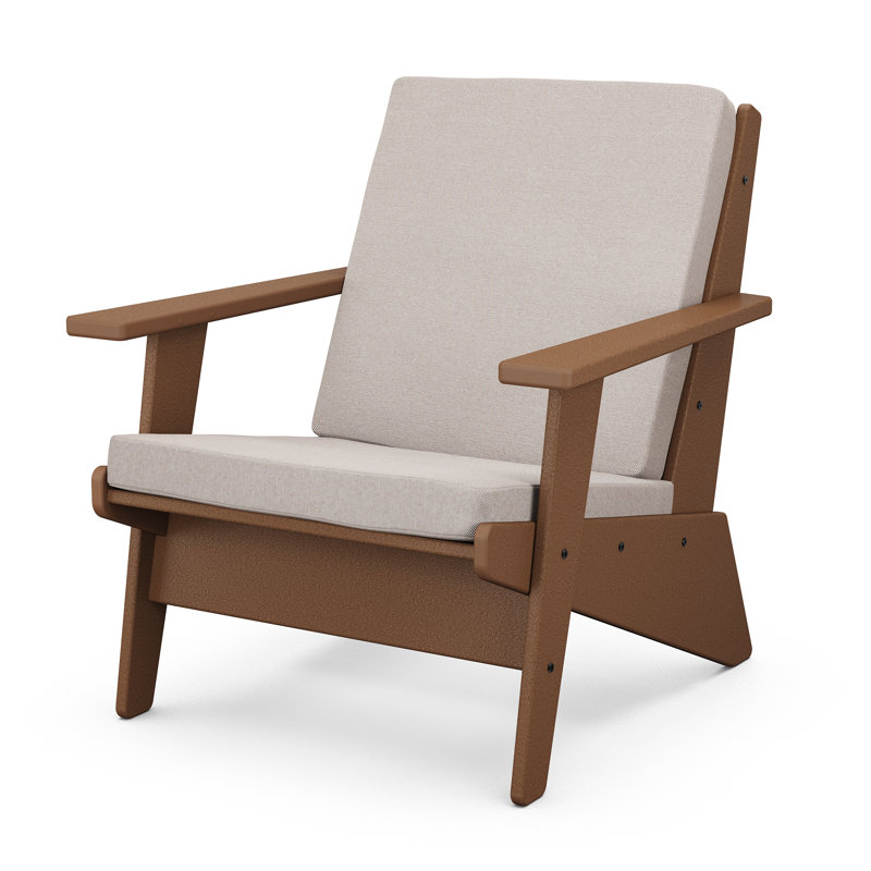 Riviera Modern Lounge Chair, Dune Burlap, Teak