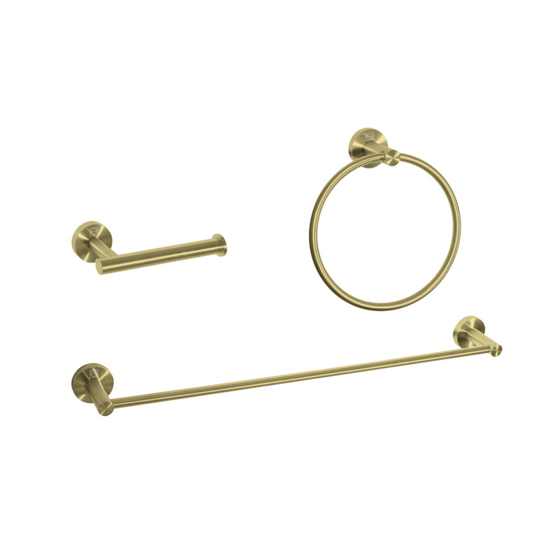 Ensemble de quincaillerie de salle de bain 3 pièces Alma, Or brossé