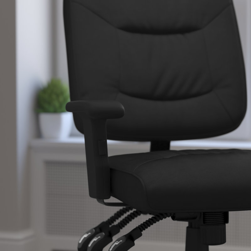  Chaise de bureau ergonomique multifonctionnelle pivotante à dossier moyen LeatherSoft, Accoudoirs réglables
