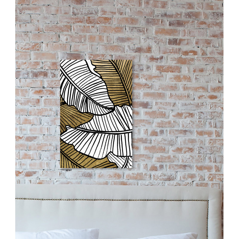 Feuille d’or par Oliver GAL-impression d’art graphique, H 15 po x l 10 po x P 1,5 po, Toile tendue