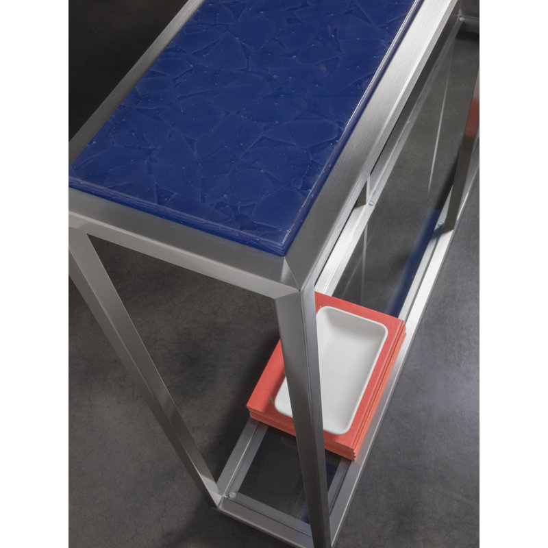 Ultramarine Shallow Console Table with Tempered Glass Shelf