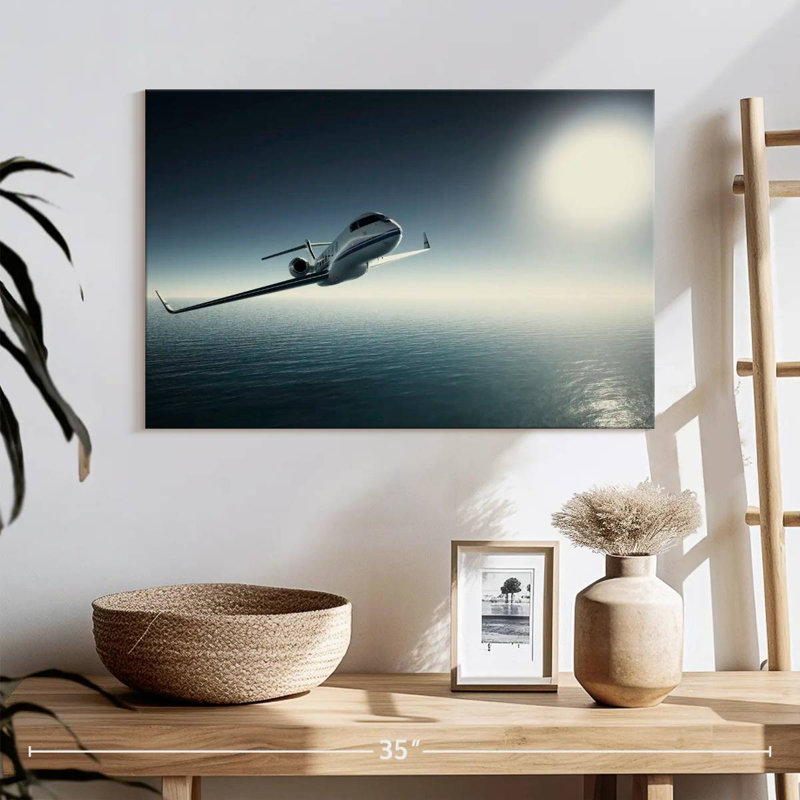 Jet privé sur toile, H 16 po x l 24 po x P 1,25 po